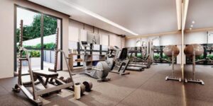 Academia do condomínio Reserva Ubiatans com equipamento para trabalhar todos os músculo e esteiras e bicicletas ergometricas